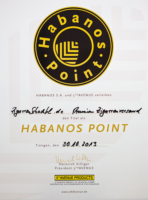 Habanos Point Auszeichnung von ZigarrenSchachtel.de