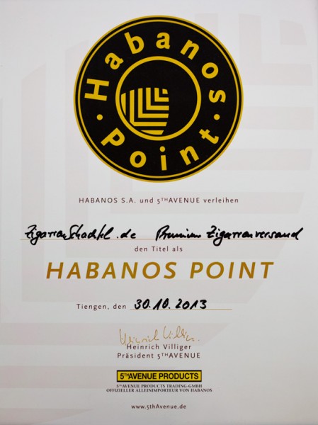 Habanos Point Urkunde